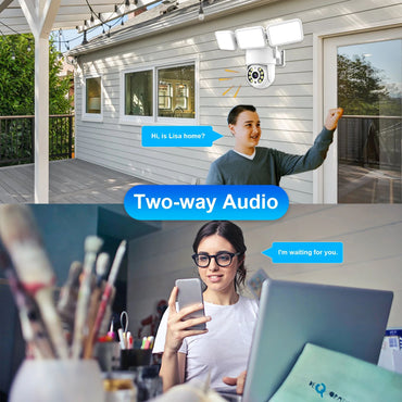 4MP Floodlight Camera Wifi PTZ Outdoor AI Humanoid Tracking Night Vision Cameras CCTV Smart Home Security Protection Icsee App