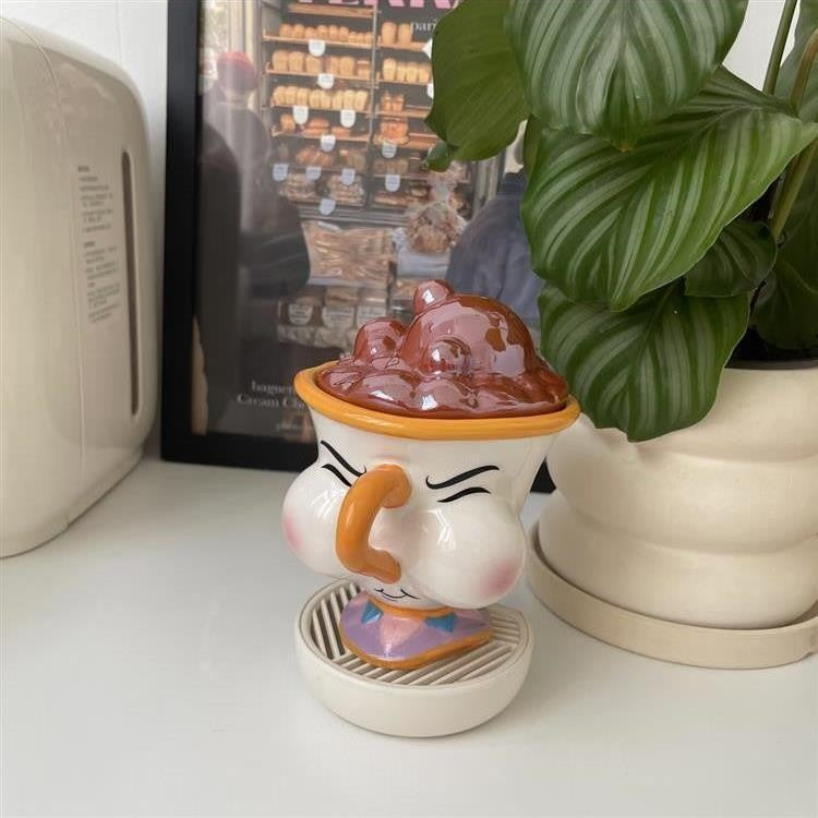 Disney Beauty and The Beast Ceramic Mug with Lid Cartoon Creative Coffee Cup for Milk Tea Office Home Use Gift for Women Girls
