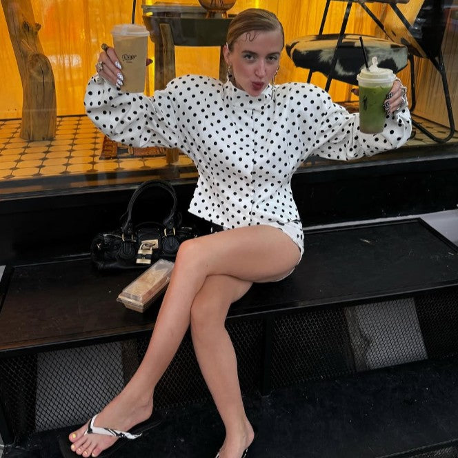Polka Dot Stand Neck Short Jackets Women Fashion Long Sleeve Patchwork Contrast Slim Coats Casual Lady Street Commute Outerwear