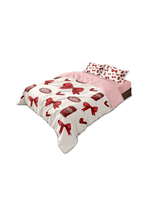 3pcs Pink Bow Printed Coreless Blanket Set, Multi Size Bedroom and Dormitory Bedding Decoration, Soft and Machine Washable