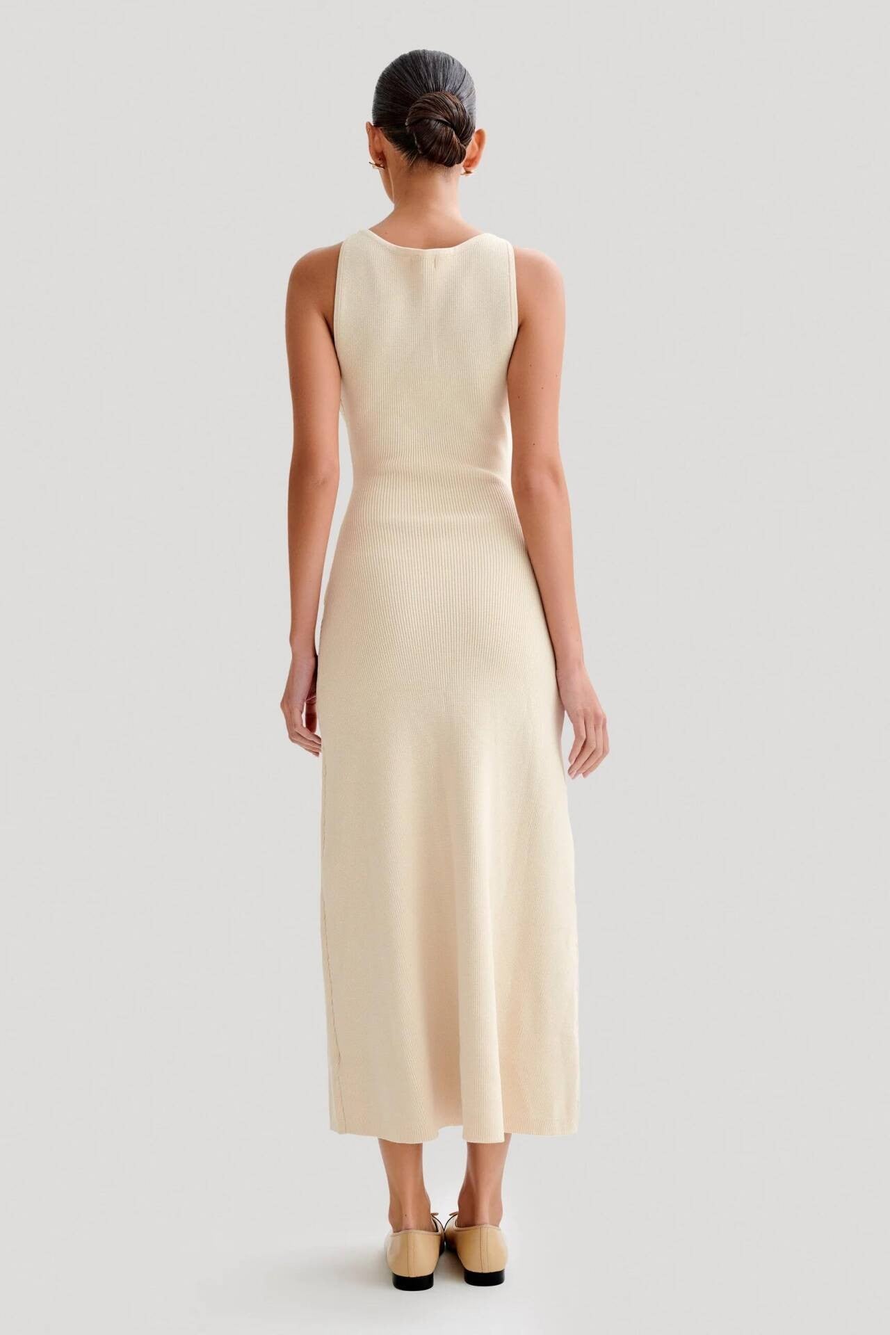 2024 Summer Elegant Lady Knitted Single Breasted Long Dresses Women Solid Sleeve