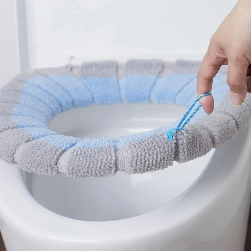 Assento Sanitário de Inverno Universal Portátil Macio Lavável Espessado de Pelúcia Capa de Assento Tapete Almofada de Vaso Sanitário para Banheiro com Acessórios