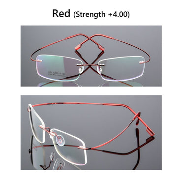 Ultralight TR90 Memory Titanium Rimless Reading Glasses Men&Women Presbyopic Eyeglasses +1.0 +1.5 +2.0 to+3.5 +4.0