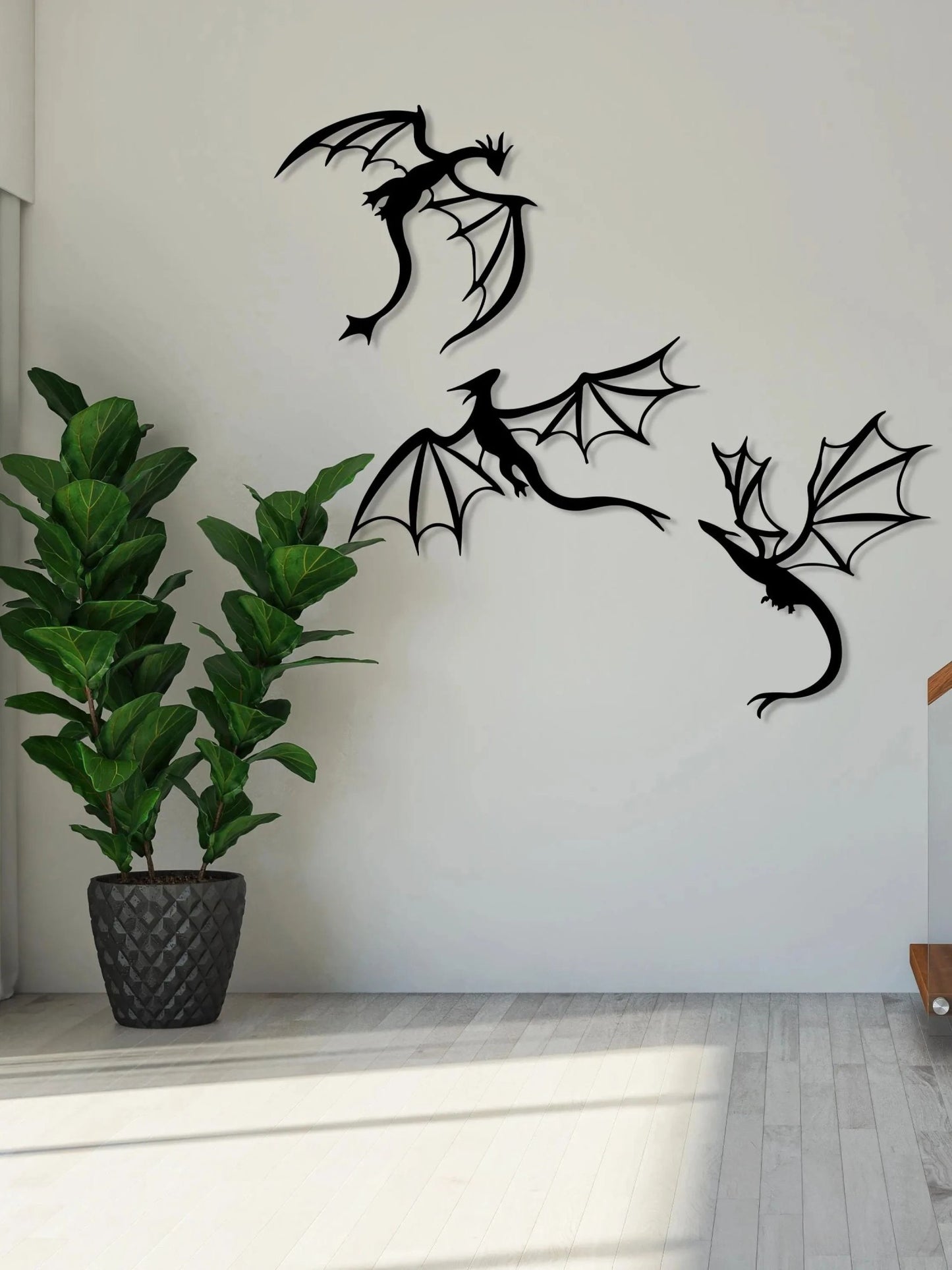 Dragon Metal Wall Art, Gift for Dragon Lovers, Room Decoration, Legend Cave Fantasy Art, Metal Mural Indoor and Outdoor Home Terrace Balcony Decoration,