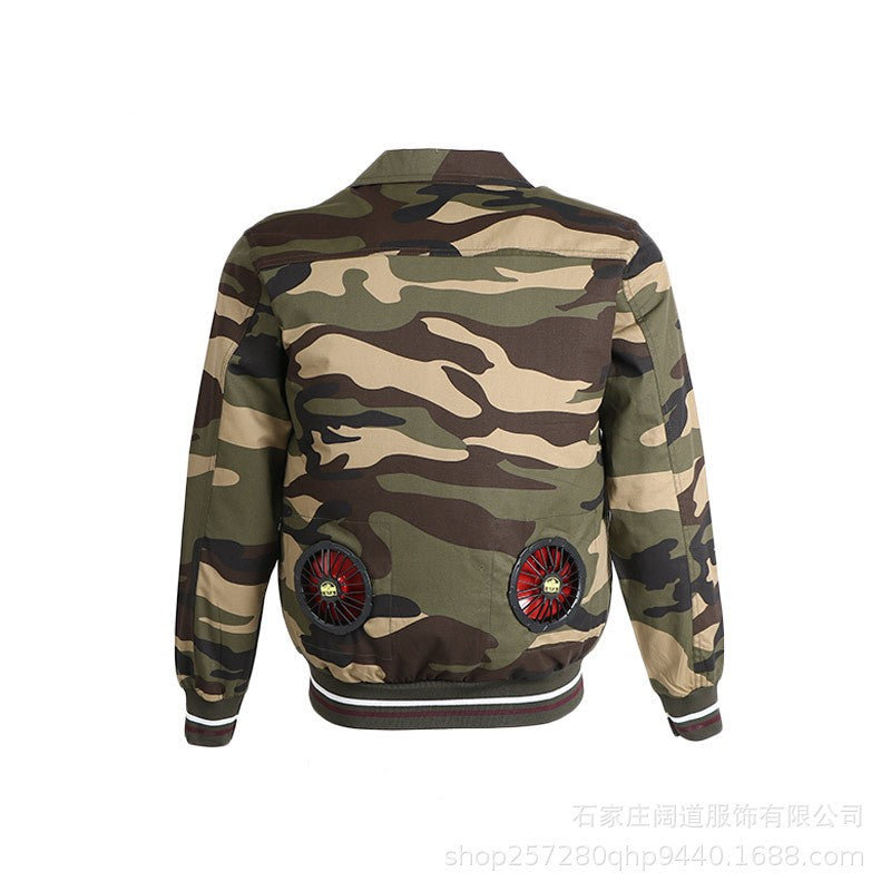 Summer Cooling with Fan Refrigeration Charging Air Conditioning Clothes Cotton Camouflage Clothing Construction Site Labo