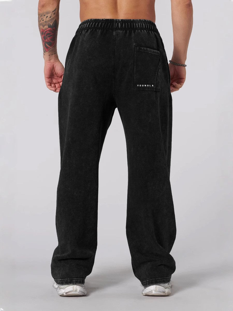 2025 YOUNGLA New American-style men's sports pants jogging muscle fitness casual pants loose straight-leg pants