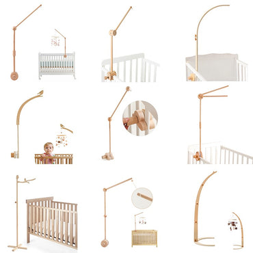 Baby Rattle Toy Bed Bell Bracket Wooden Mobile 0-12 Months Newborn Crochet Bed Bell Hanging Toys Holder Bracket Infant Crib Gift