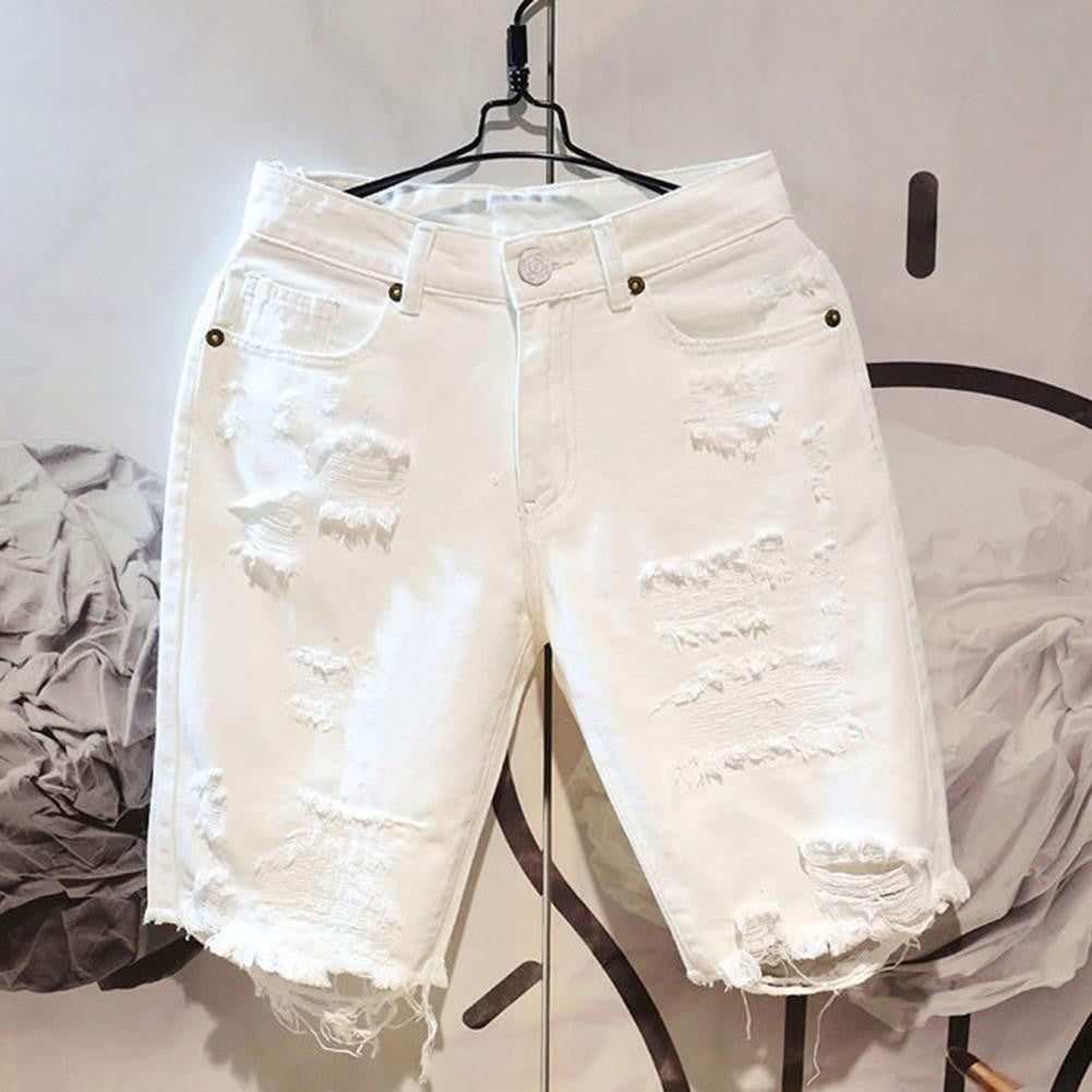 Multi Pockets Denim Match Top Button Zipper Closure Men Summer Short Jeans Men Summer Shorts Men Garment