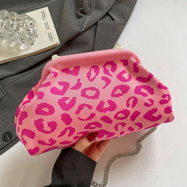 Dopamine Leopard Print Clutch Bag with Detachable Strap Elegant Crossbody Bag Women's Fashion Handbags for Women and Girls