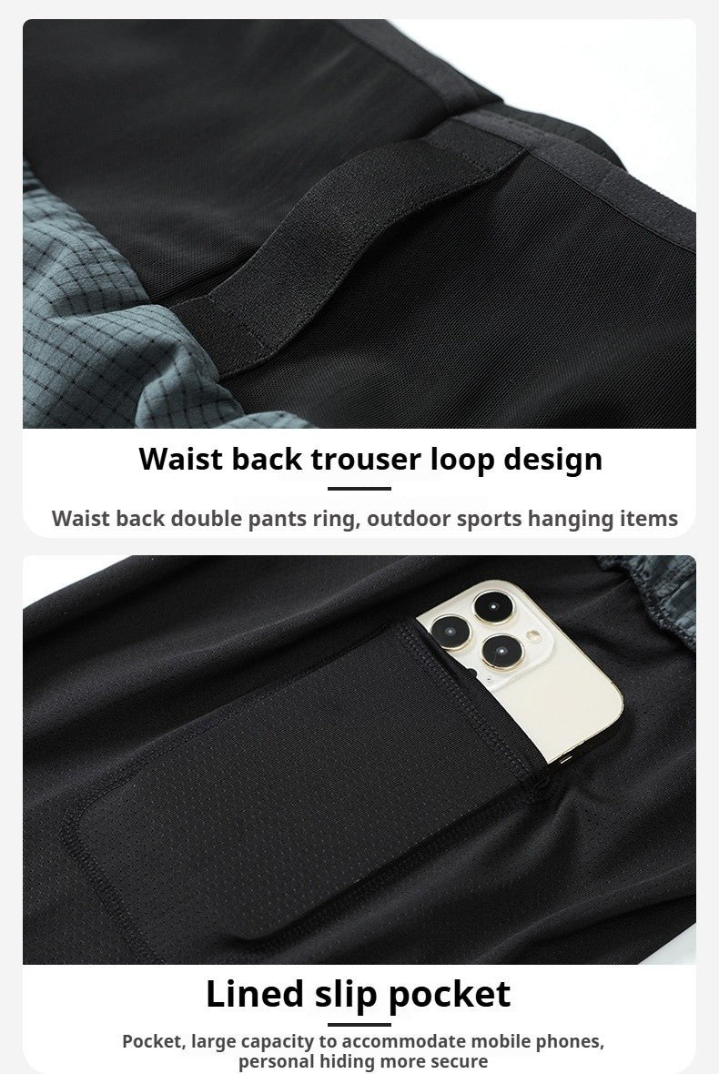 Men's Trail Running Shorts Quick Dry Double Layer with Liner & Waist Pocket Marathon Hiking Outdoor Training Athletic Breathable
