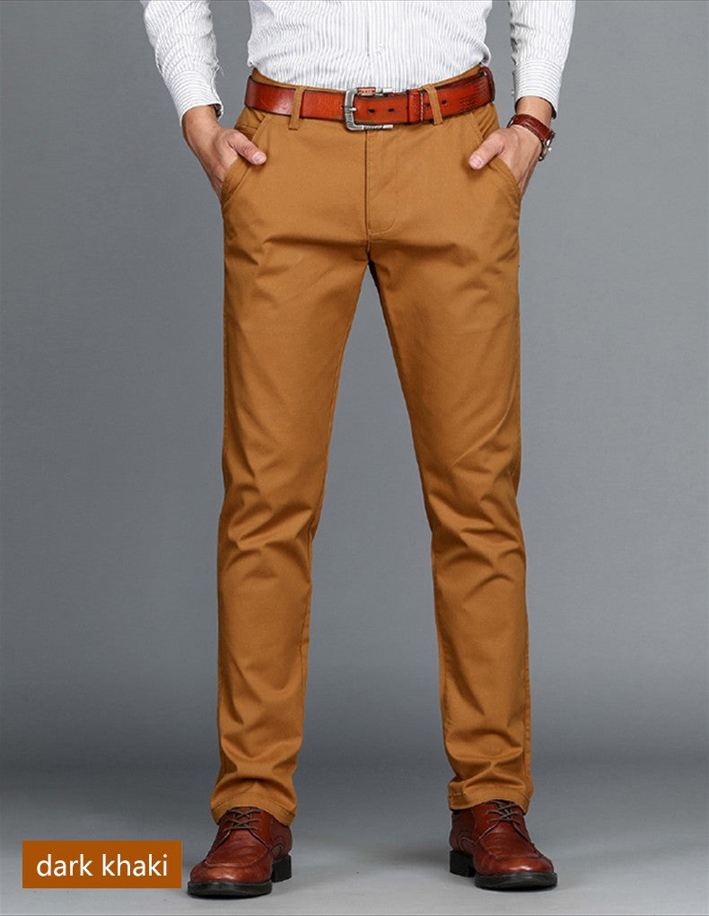 Mens Pants Cotton Casual Stretch male trousers man long Straight High Quality 4 color Plus size pant suit 42 44 46