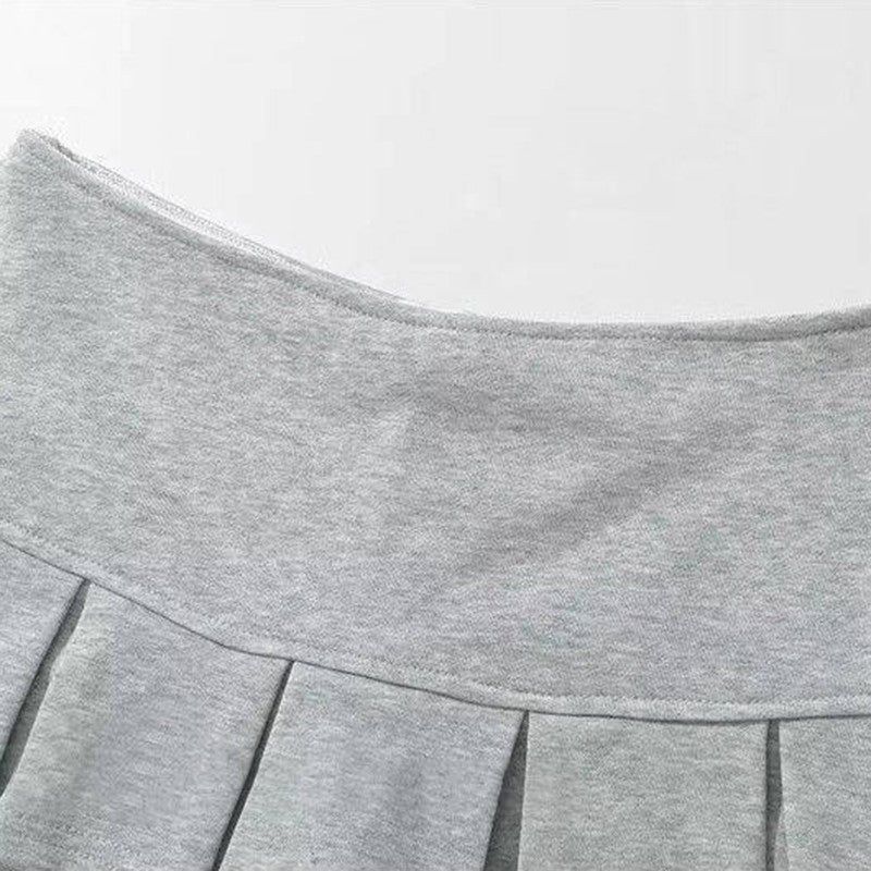 Rimocy Streetwear Y2K Gray Mini Skirts Women 2025 Summer Low Waist Pleated Short