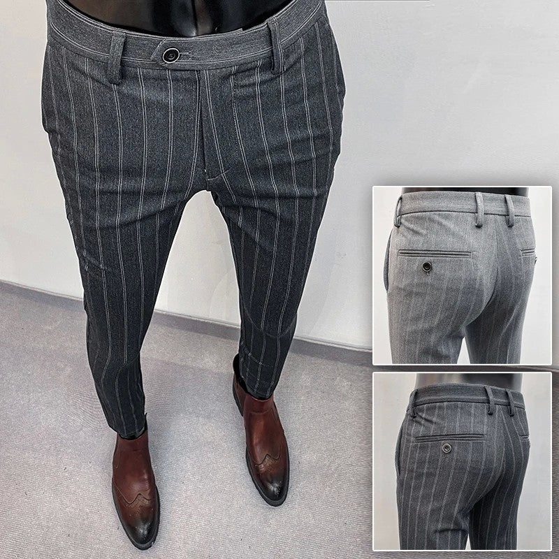 Men Suit Pants Formal Trousers Pantalone Hombre Stretch Slim Solid Color Casual Dress Full Length Pants Fashion New Men Clothing