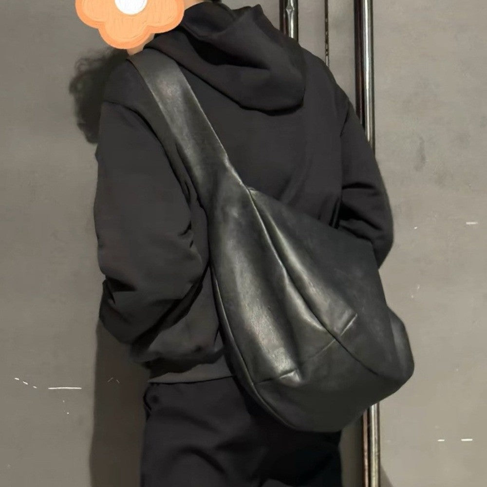 Vintage Style Men's Crossbody Bag?? Large Capacity ??Large Size?? Messenger Bag PU Leather Pleated Tote Bag?? Daily Use??