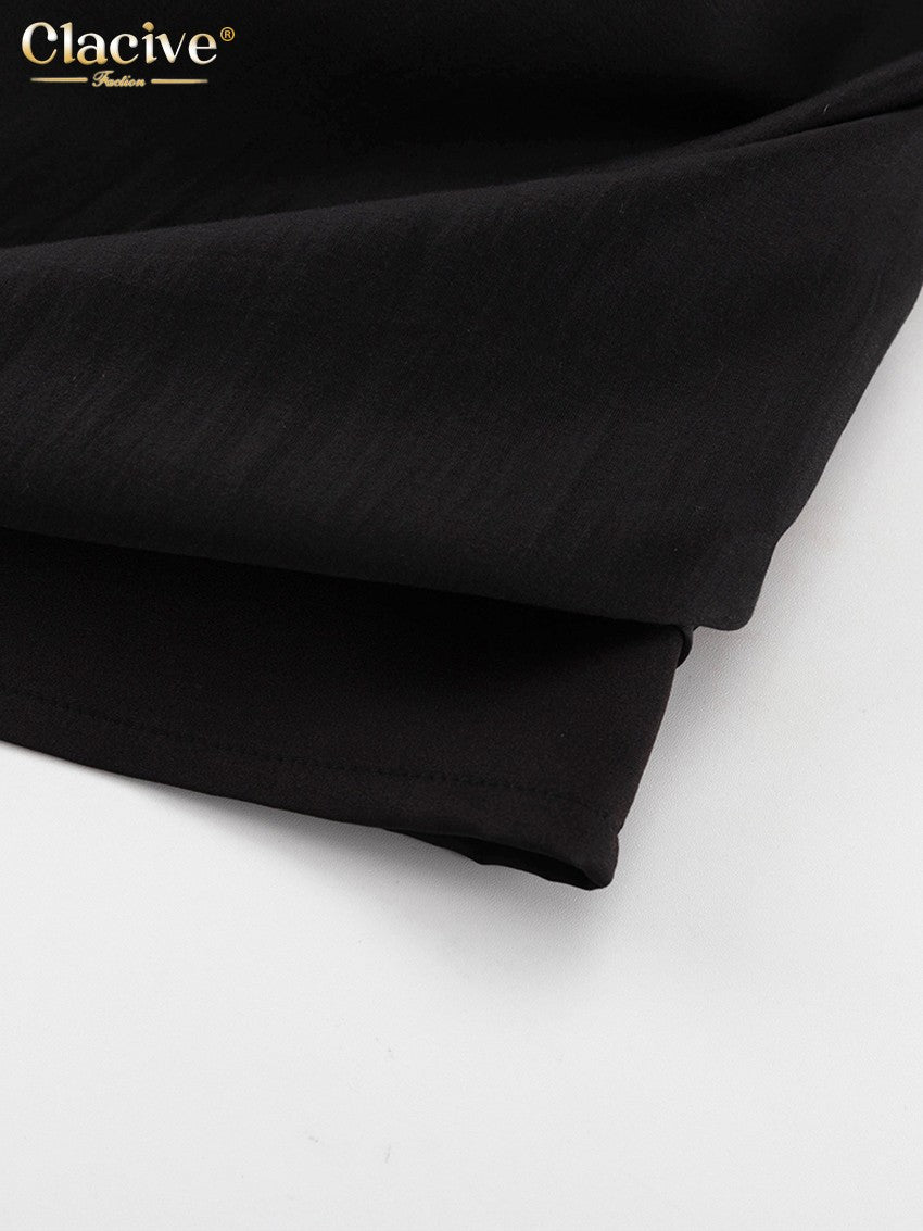 Clacive Fashion Loose Balck Women Skirt Casual High Waist Ankle Length Skirts El