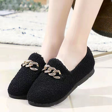 Womens Slippers Warm Short Plush Lining House Shoes Moccassins Slip on Fashion Lady Flats Loafers Non Slip 2023