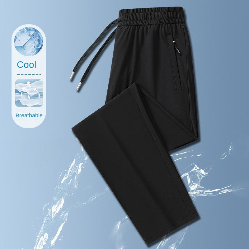 Summer Cool Pants Casual Male Trousers Ice Silk Men's Pants 2025 New Thin  Outdoor Elastic Breathable Straight Leg Sweatpants