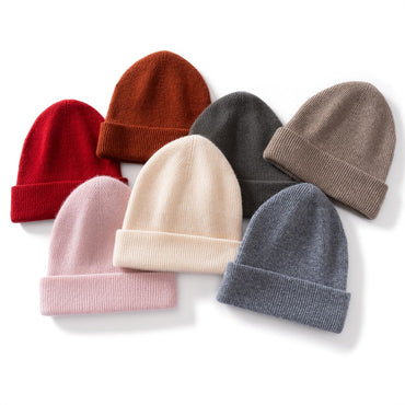 Autumn Winter New 100% Cashmere Hat Women's One-Line Hat Knitted Hat Wool Hat Ear Protection High-Quality Couple Hat