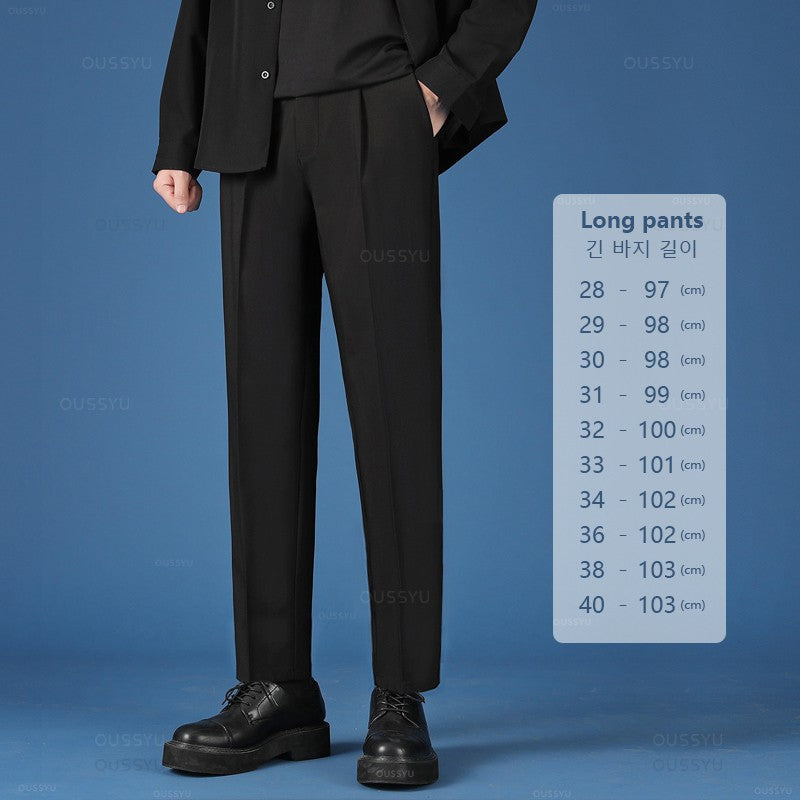 Spring Summer New Smooth Pendulous Suit Pants Men Business Long Trousers Korean Formal Ankle Length Pant Male Plus Size 40