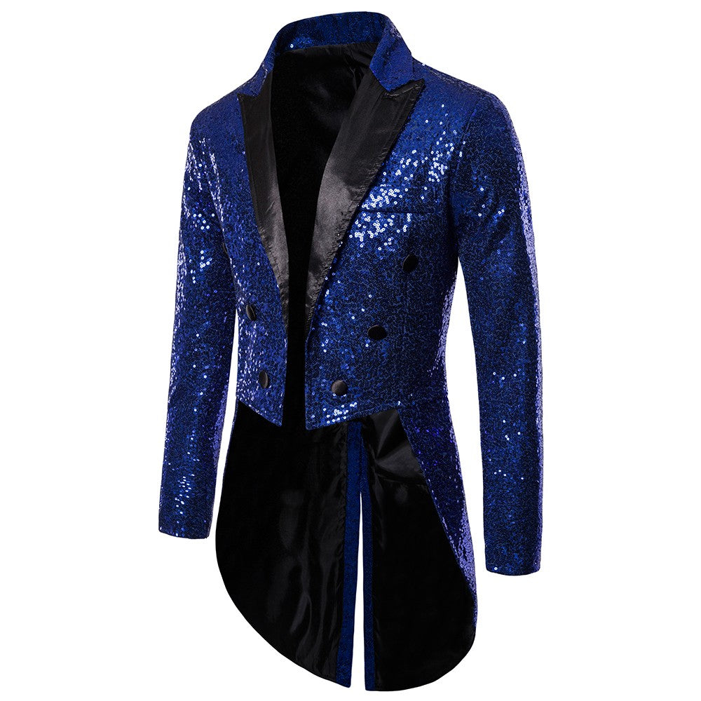 Men's Suit Round Sequin Button Tuxedo Stage Show Wedding Host Dance Festival Celebration Dinner Casual Men's Wear Men's Coat