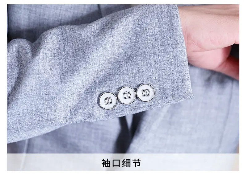 Men Blazer Slim Fit Fashion Business Handsome Gentleman Korean Version of British Style Leisure Slim Solid Color Wedding Work