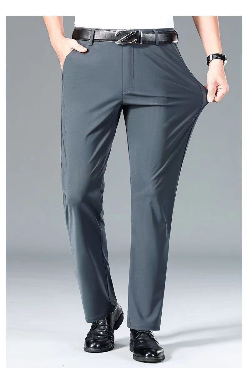 Casual Straight Leg Men's Pants Slim Fit Light Weight Tailored Westwear Summer Thin Blue Color Drapey Nine-Piece Suit Pants