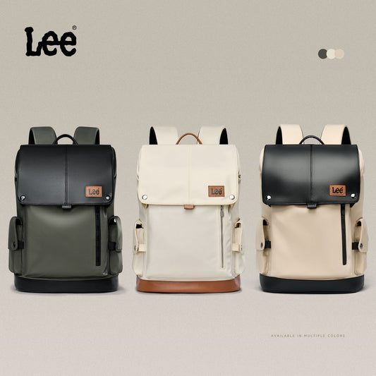 LEE New Korea Style Flip Leather Backpack Women Men Large Capacity Business Commuter Travel Rucksack Buy Laptop School Book Bag