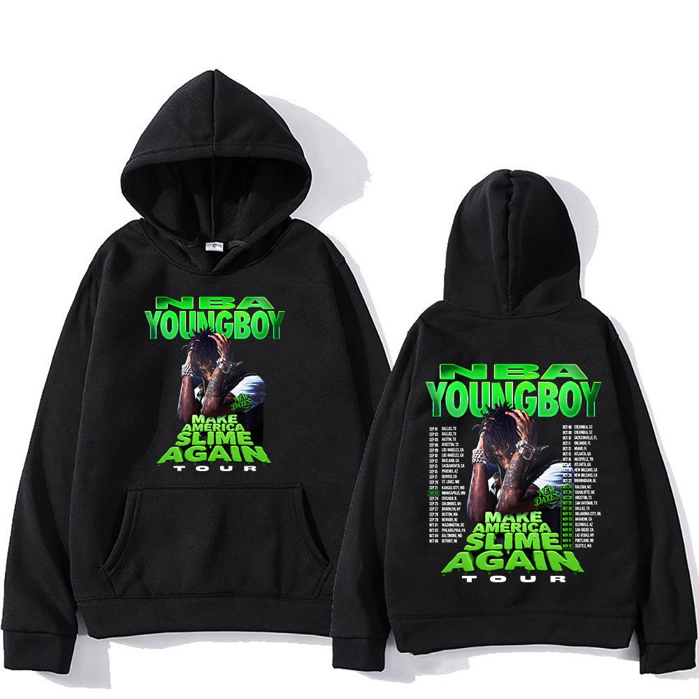 "YoungBoy Never Broke Again Tour 2025" Singer pattern printed men's hoodie fashionable casual hoodie High-quality hoodie
