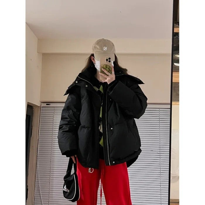 Winter Grey Heart Shaped Short down Cotton Jacket Men Women Couple Bread Style Outerwear Unique Design Sensation Coat
