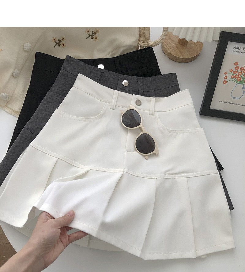 Y2K Vintage High Waist Pleated Skirt Women College Style Uniforms Safety Pants M