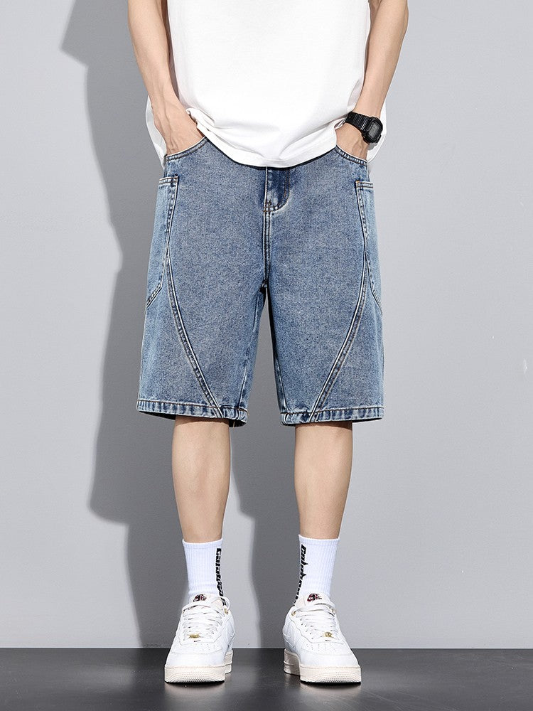 Men's Summer Denim Cargo Shorts Big Size 8XL 7XL 6XL Elastic Waist Straight Baggy Jeans Shorts