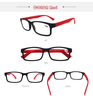 MODFANS Men Women Reading Glasses Rectangle Classic Frame Readers Eeyeglasses Flexible Spring Hinge with Diopter +1.0 to +4.0