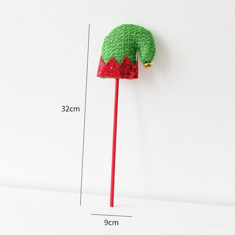 1PC Elf Hat Cuttle Decorated Striped Pants Cuttle Christmas Tree Christmas Elf Stick Christmas Gift Holiday Atmosphere Dress Up