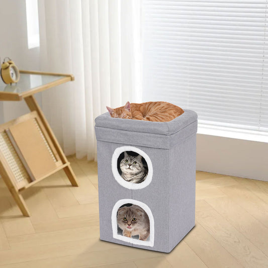 Casa para Gatos, Cama Interna para Gatos, Apartamento Moderno e Fofo para Gatos, Ninho Dobrável para Gatos - Cinza?para Uso Doméstico, Pet Shop