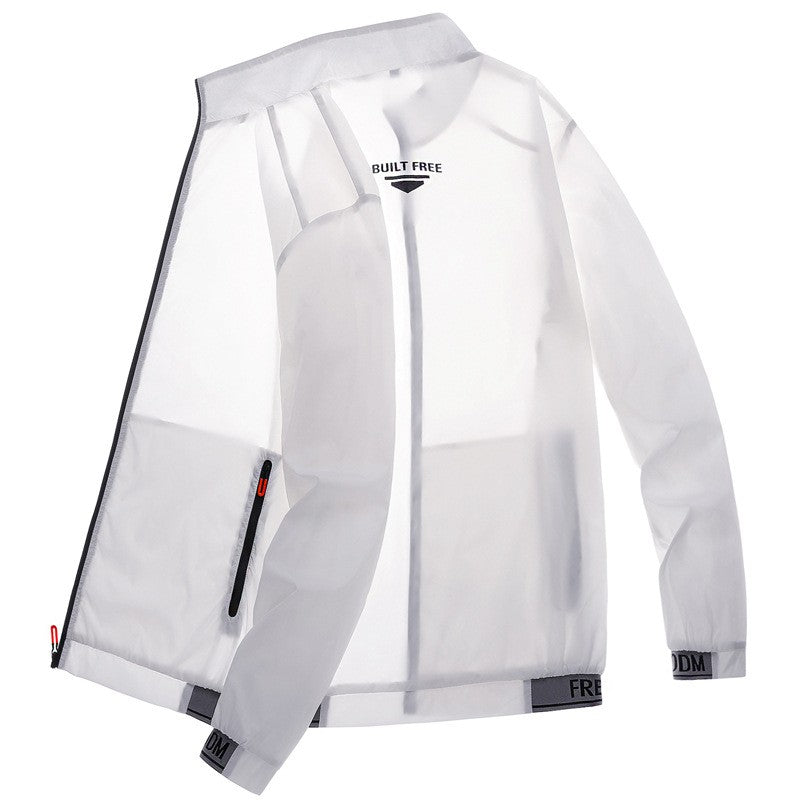 Men's sun protection clothes for summer ultra-thin breathable ice silk trendy fashion UV resistant air conditioning jacket jacke