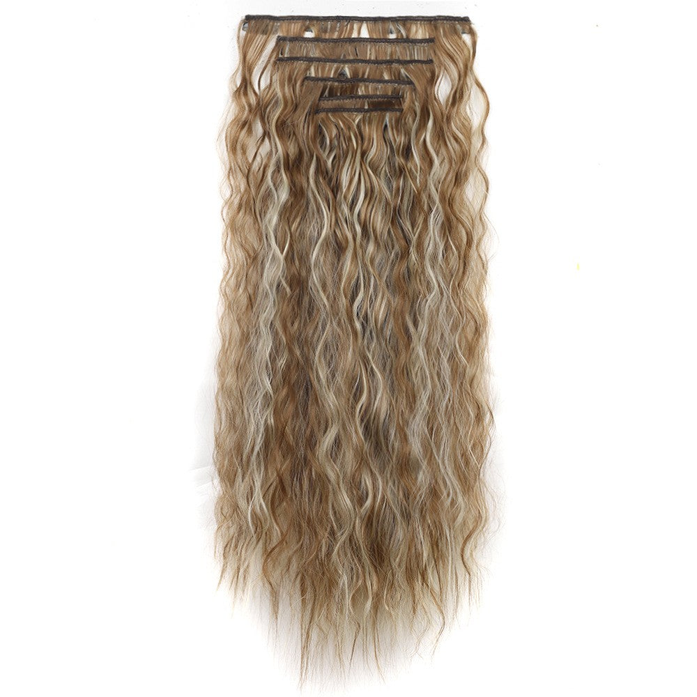 Wig clip hair extensions Cabelo comprido liso extensões de fibra química sintética invisível Conjunto de seis peças de 16 grampos de cabelo