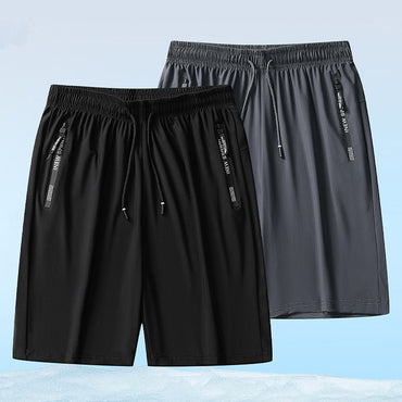 Quick Dry Shorts Men Summer Thin Short Pants Running Sports Bottom Gym Fitness Beach Zipper Pocket Loose Short Sweatpants Men