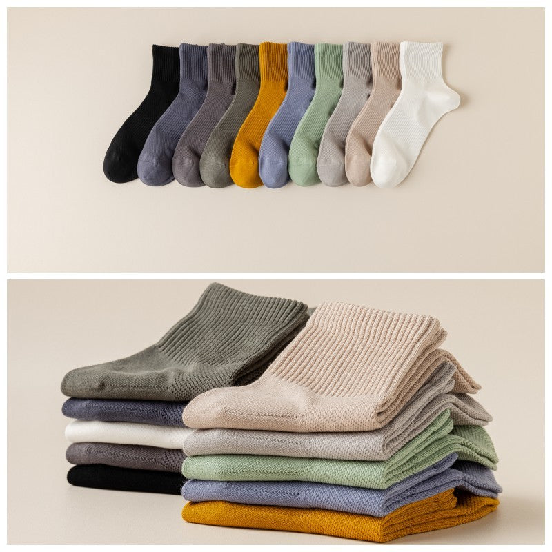 5/10 Pair Men's Cotton Socks High Quality Breathable Mesh Socks Durable Solid Color Casual Socks Fashion Dress Socks Man