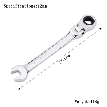 Ratchet Wrench Combination Metric Flex Head Ratcheting Wrench Metric Standard 11-15mm Sturdy Chrome Vanadium Steel Spanner Tools