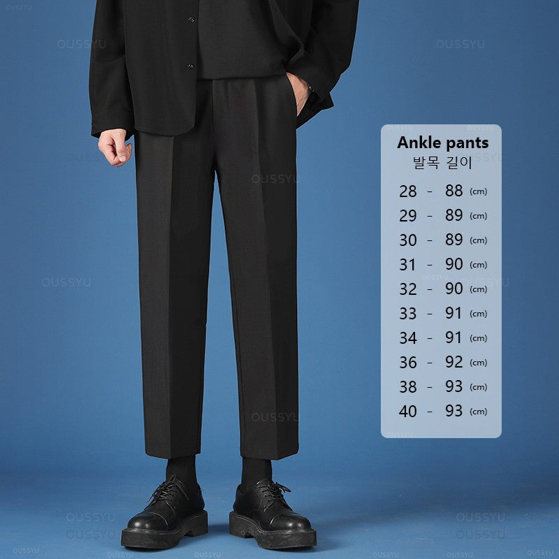 Spring Summer New Smooth Pendulous Suit Pants Men Business Long Trousers Korean Formal Ankle Length Pant Male Plus Size 40