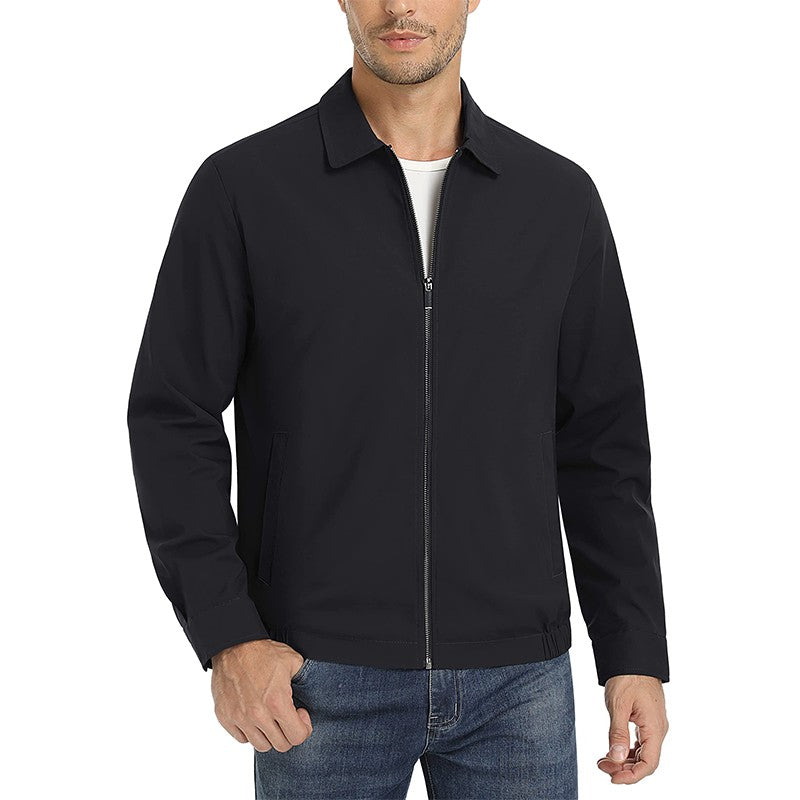 MAGCOMSEN Men's Zip-Front Golf Jacket Spring Summer Casual Jacket Solid Color Turn-down Collar Outerwear Hiking Fishing Travel