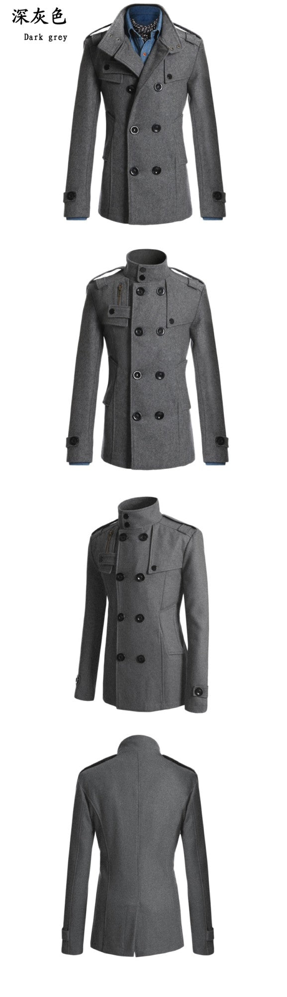Men's Wool Blend Overcoat, Mid-Length Trench Coat Man, Autumn And Winter Mans Slim Fit Overcoat