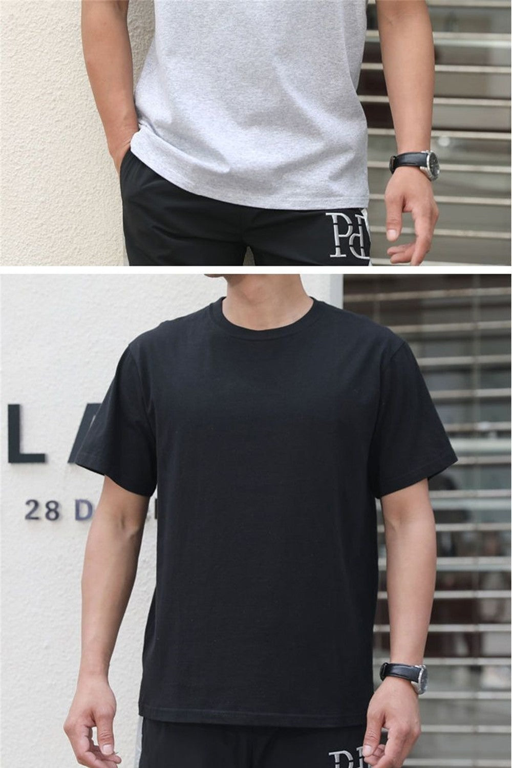 2PCS 100% Cotton Solid T Shirts Men's and Women's Short Sleeve White Tees Casual Breathable Loose Round Neck T-shirt Couple Tops
