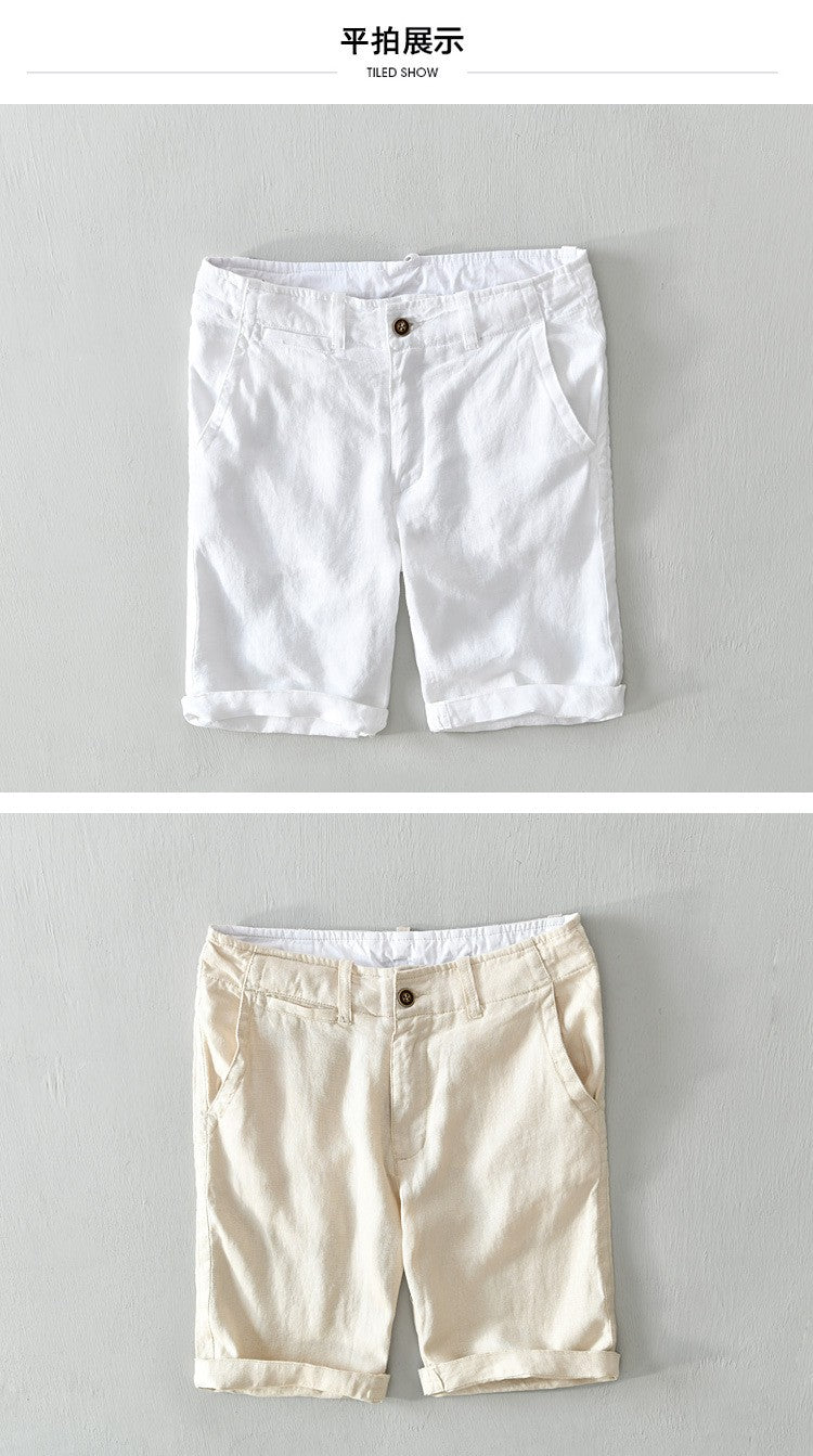 100% Pure Linen Shorts Fpr Men Summer New Fashion Loose Beach Holiday Shorts Man Casual Shorts Plus Size Y2894