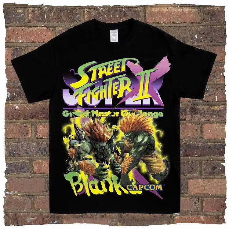 Game Spring Street Fighter, Rock and Rap, Loose High Street, High-quality Men's T-shirts, Women's T-shirts, Couple Styles