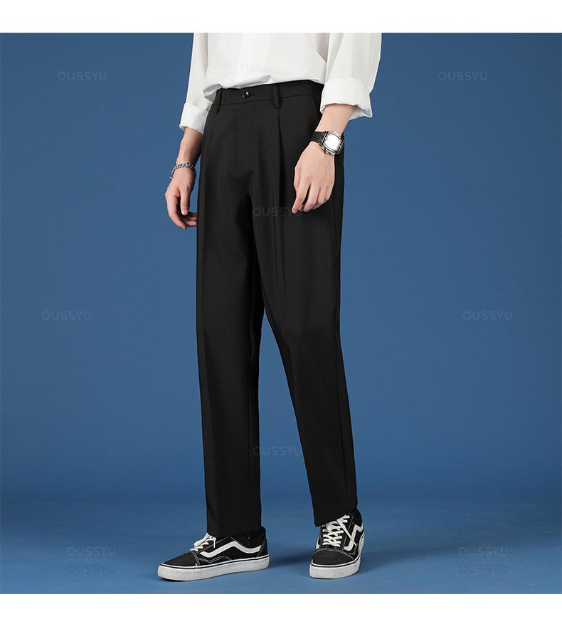 Spring Summer New Smooth Pendulous Suit Pants Men Business Long Trousers Korean Formal Ankle Length Pant Male Plus Size 40