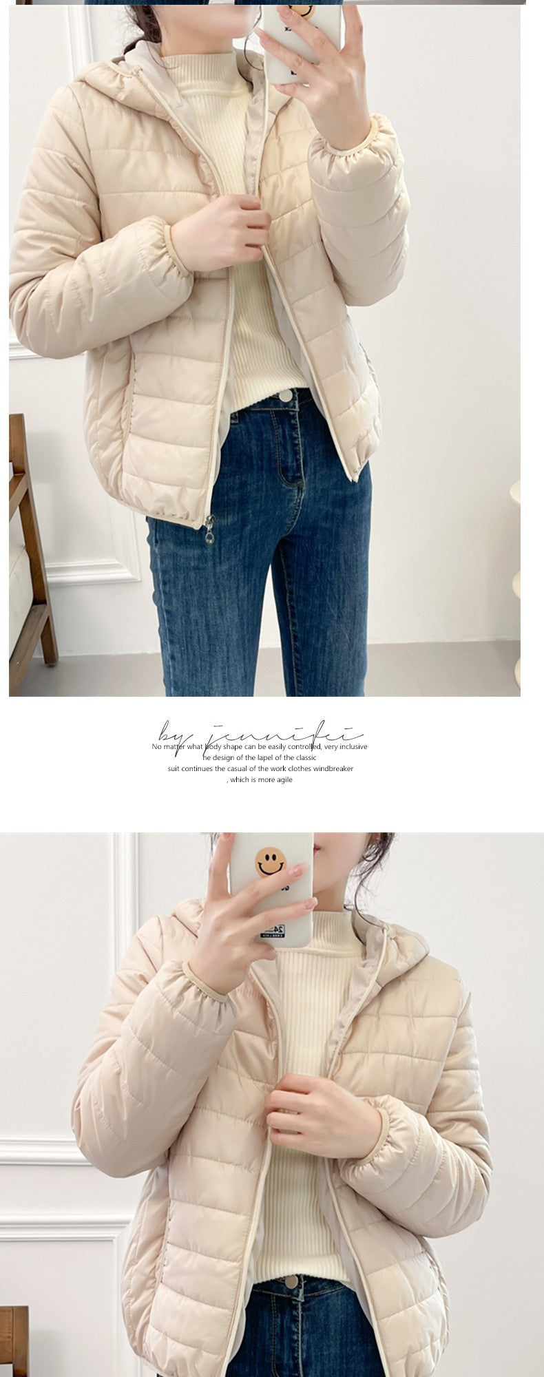 Minimalist Light Weight Women Down Cotton Jackets 2024 New Winter Korean Style Hooded Quilted Parkas Female Windbreaker Outwear