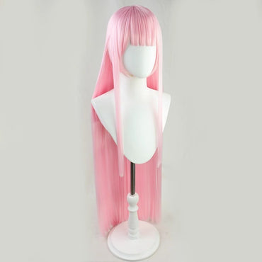 Pink Qi Bangs Long Straight Hair Synthetic Wig Animation Character Zero Two cos Wig | Suitable for Live Show Performance