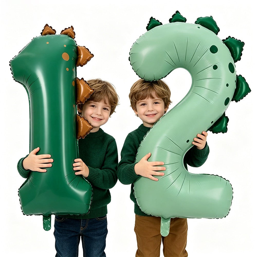 Dinosaur Party Decor 32inch Dinosaur Number Balloons 1-3 Year Olds Kid Birthday Baby Shower Matte Cartoon Foil Balloon Decors