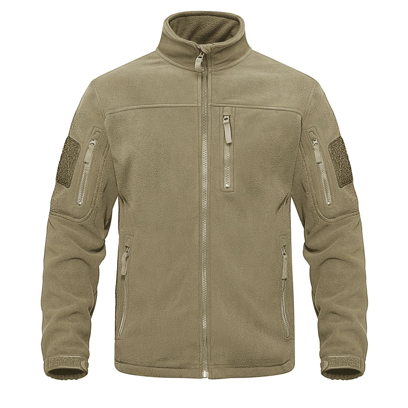 TACVASEN Full Zip Up Green Fleece Jacket Thermal Warm Work Coats Mens Zipper Pockets Jacket Hiking Training Outwear Windbreaker